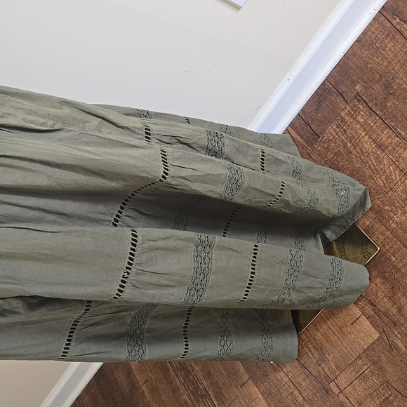 Gap Olive Green Button Front Midi Dress Cottagecore Boho Prairie Tiered XL - Picture 4 of 7